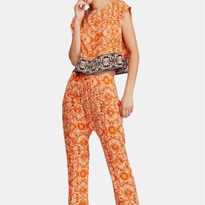 Free People | Orange Paisley Boho Two Piece Set